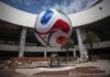 A giant 2026 World Cup ball was installed at the Terminal 2 entrance of the Mexico City International Airport (AICM) this week.