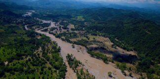 An aerial shot of Álamo, Veracruz, which was inundated by rainfall from the simultaneous passage of Hurricane Priscilla and Tropical Storm Raymond.