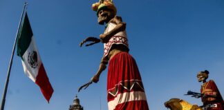 The annual "mega ofrenda" has taken over Mexico City's Zócalo as Mexicans prepare to celebrate Day of the Dead on Nov. 2.
