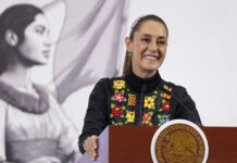 Sheinbaum at her morning press conference or mañanera