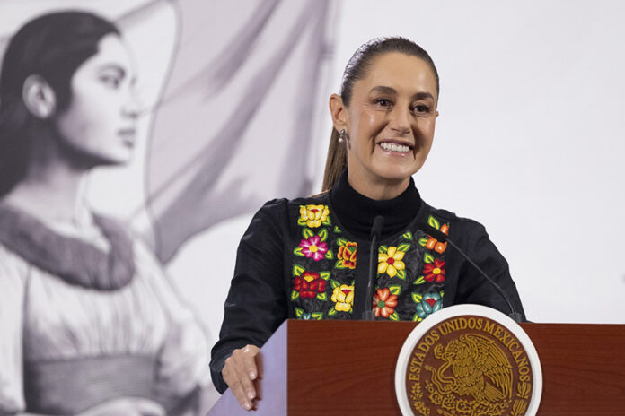 Sheinbaum at her morning press conference or mañanera