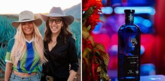 Singer Karol G poses for a photo with Casa Dragones' Bertha González Nieves