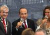 Former president of Mexico Felipe Calderón and first lady (R) with former president of Chile Sebastián Piñera in 2011.