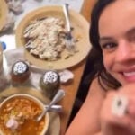 Rosalía eating pozole