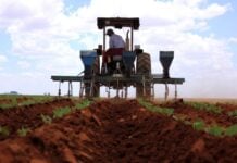 Farmer in Mexico planting crops