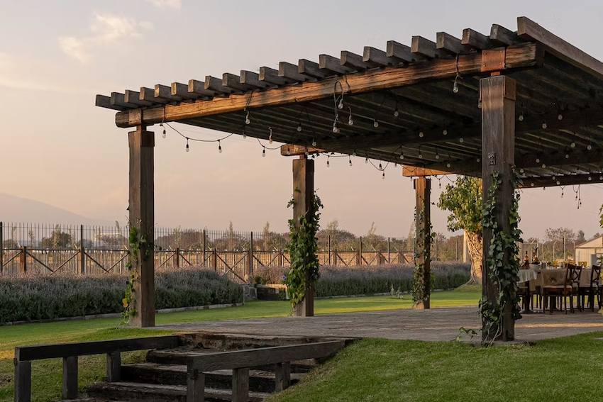 A patio at the Santo Domingo wine vineyard in Atlixco, Puebla