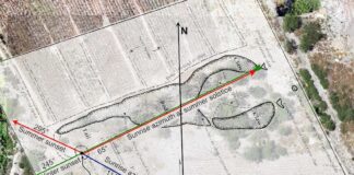 diagram of a scorpion-shaped mound in southeastern Mexico