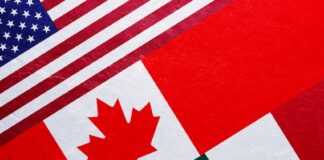 USMCA United States Mexico Canada Agreement US Canadian and Mexican flags