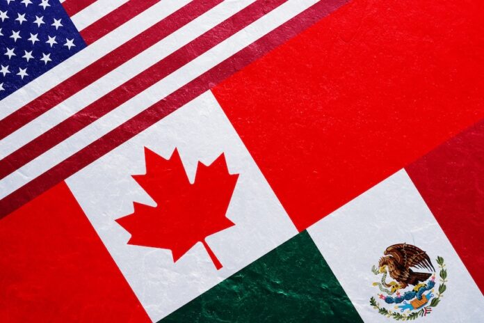 USMCA United States Mexico Canada Agreement US Canadian and Mexican flags