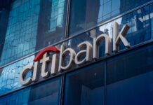 Citibank logo on a glossy building