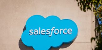 Salesforce logo on a building