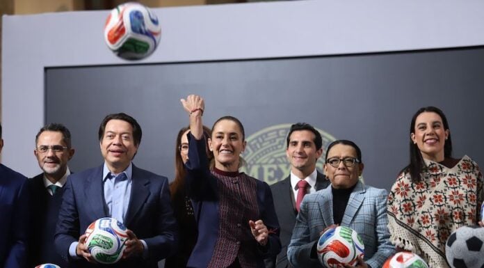 President Sheinbaum presenting Social WOrld CUp activities