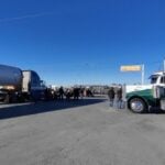 Some 1,500 U.S.-bound tractor-trailers were left stranded due to the blockades.