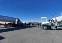 Some 1,500 U.S.-bound tractor-trailers were left stranded due to the blockades.