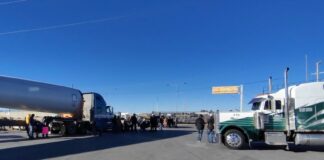 Some 1,500 U.S.-bound tractor-trailers were left stranded due to the blockades.