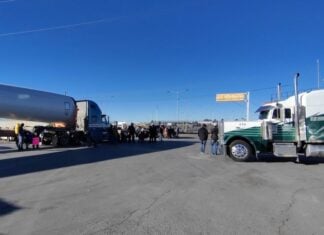 Some 1,500 U.S.-bound tractor-trailers were left stranded due to the blockades.