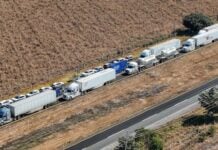 trucks blocking highway