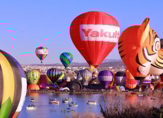 Hundreds of hot air balloons dot the sky over León, Guanajuato