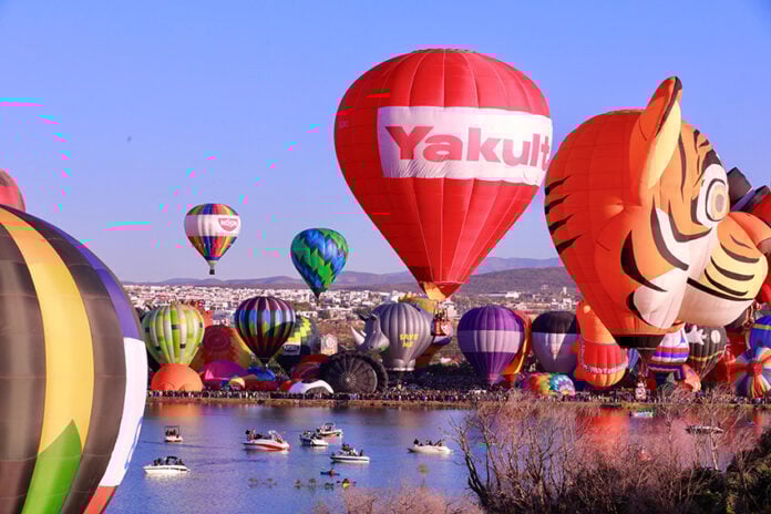 Hundreds of hot air balloons dot the sky over León, Guanajuato