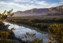 The Rio Grande or Rio Bravo flows through Big Bend National Park in Texas