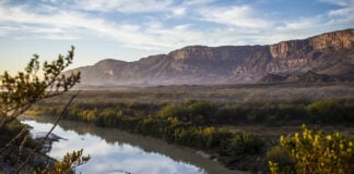 The Rio Grande or Rio Bravo flows through Big Bend National Park in Texas
