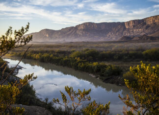 The Rio Grande or Rio Bravo flows through Big Bend National Park in Texas