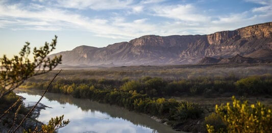 The Rio Grande or Rio Bravo flows through Big Bend National Park in Texas