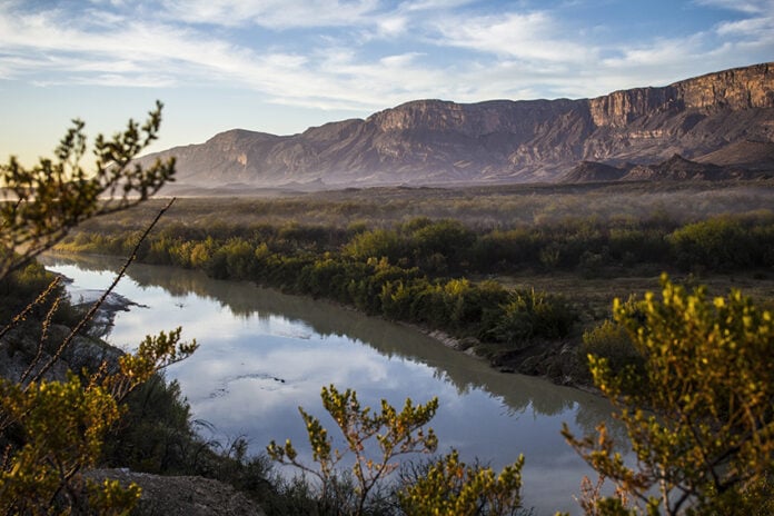 The Rio Grande or Rio Bravo flows through Big Bend National Park in Texas