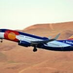 Southwest aircraft over desert