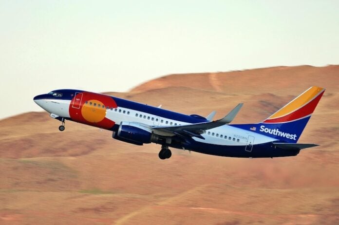 Southwest aircraft over desert