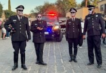 Police offers dressed as catrinas in San Miguel de Allende
