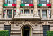 The entrance of the Bank of Mexico