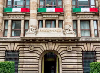 The entrance of the Bank of Mexico