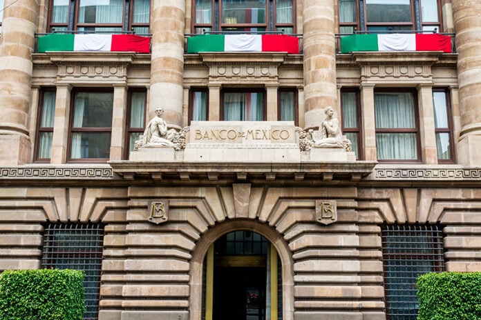 The entrance of the Bank of Mexico