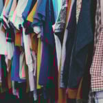 A rack of clothing, clothes
