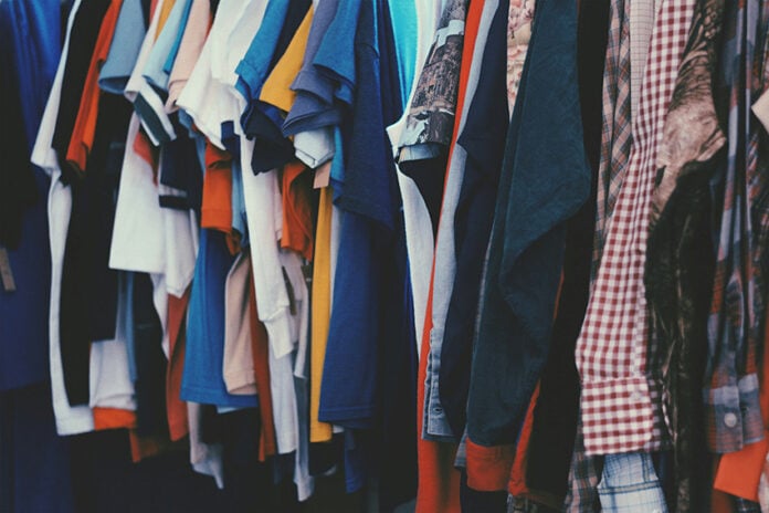 A rack of clothing, clothes