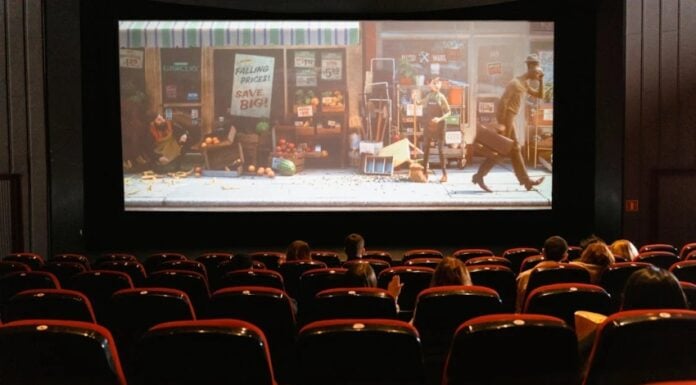 Movie showing on screen