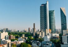 Torre Reforma and other skyscrapers along Paseo de la Reforma in CDMX