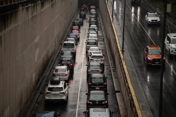 Mexico City, Mexico June 17 2025. Traffic on roads in the western part of Mexico City.