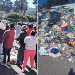 Protesters and uncollected trash in EL Oro