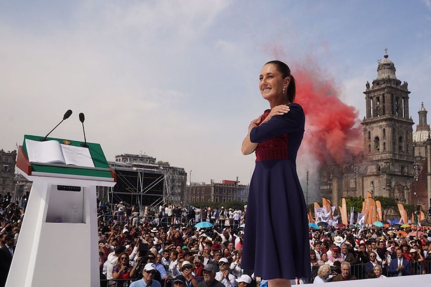 On Saturday, President Sheinbaum led a well-attended rally in Mexico City's central square, the Zócalo, to celebrate seven years of her party's political project.