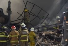 Black smoke rising from the crash of a Cessna 650 Citation III aircraft near Toluca airport in central Mexico