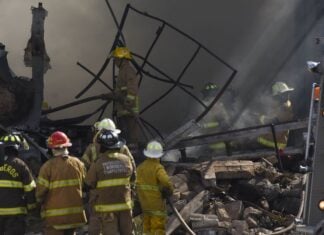 Black smoke rising from the crash of a Cessna 650 Citation III aircraft near Toluca airport in central Mexico
