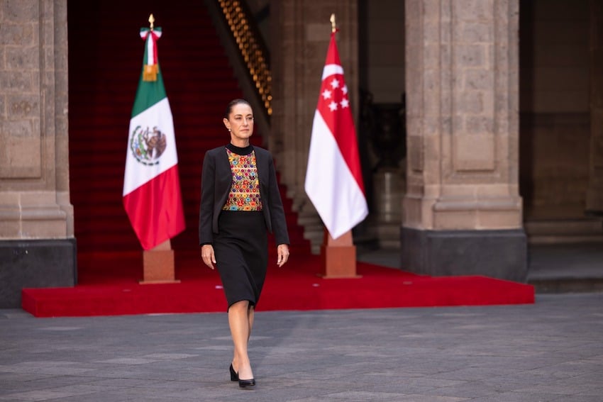 Sheinbaum shows a preference for modern silhouettes that incorporate motifs from Mexico's rich Indigenous textile heritage.