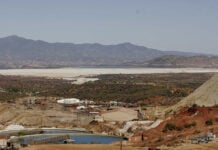 The Cananea Mine in Sonora and surrounding desert landscape