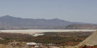 The Cananea Mine in Sonora and surrounding desert landscape