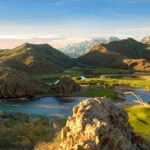 Coastal hills and a golf coarse in Loreto, Baja California Sur