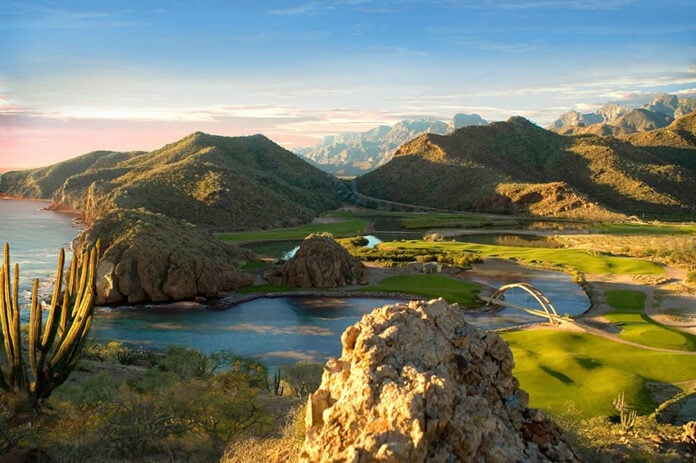 Coastal hills and a golf coarse in Loreto, Baja California Sur