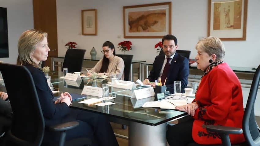 Kajsa Ollongren, the European Union's special representative for human rights, meets with Mexican Environment Minister Alicia Barcena during the former's visit to Mexico this week.