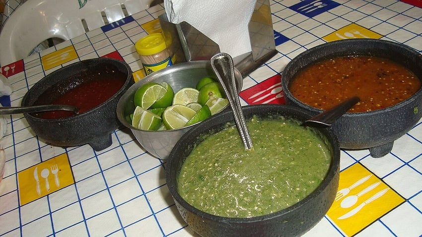 Salsas at a Mexico City taqueria